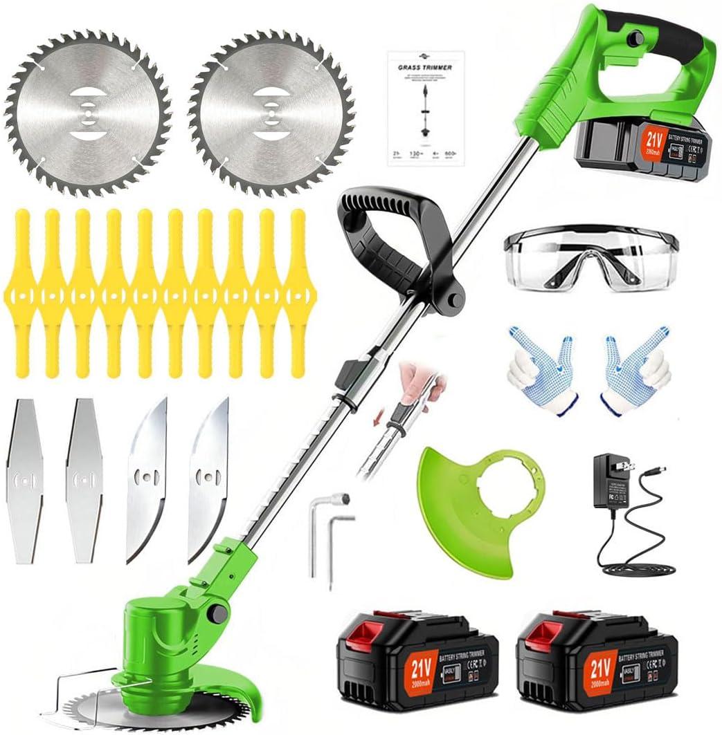 Weed Wacker Electric - Rechargeable weedwacker/Edger Lawn Tool/Cordless Weed Wacker/Weed Trimmer.It Comes with 2 Batteries and Four Types of Blades.It is a Yard Maintenance Must Haves