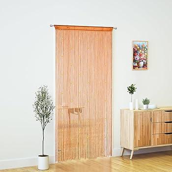 YaoYue Beaded Curtain Door String Curtains for Doorways Tassels Beads Hanging Fringe Hippie Room Divider Window Hallway Entrance Wall Closet Bedroom Privacy Decor (Orange, 39×79 in)