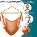 JoyView Hammock Chair with Spreader Bar Caribbean Hammock Swing Chair 300 LBS Weight Capacity XL Rope Hanging Chair for Outdoor Indoor Garden Yard - Orange