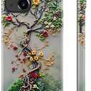 for iPhone 13 Mini Case Cute - Wireless Charging Compatible - Dual-Layer Hard Shell + Silicone Cover - Protective Phone Case Aesthetic Trendy Designs for Women - Tree of Life