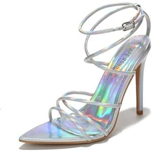 Cape Robbin Women's High Heels Strappy Stiletto Sandals Open Toe, Sexy Party Evening Dress Pumps for Women (Nabil) (6, White)