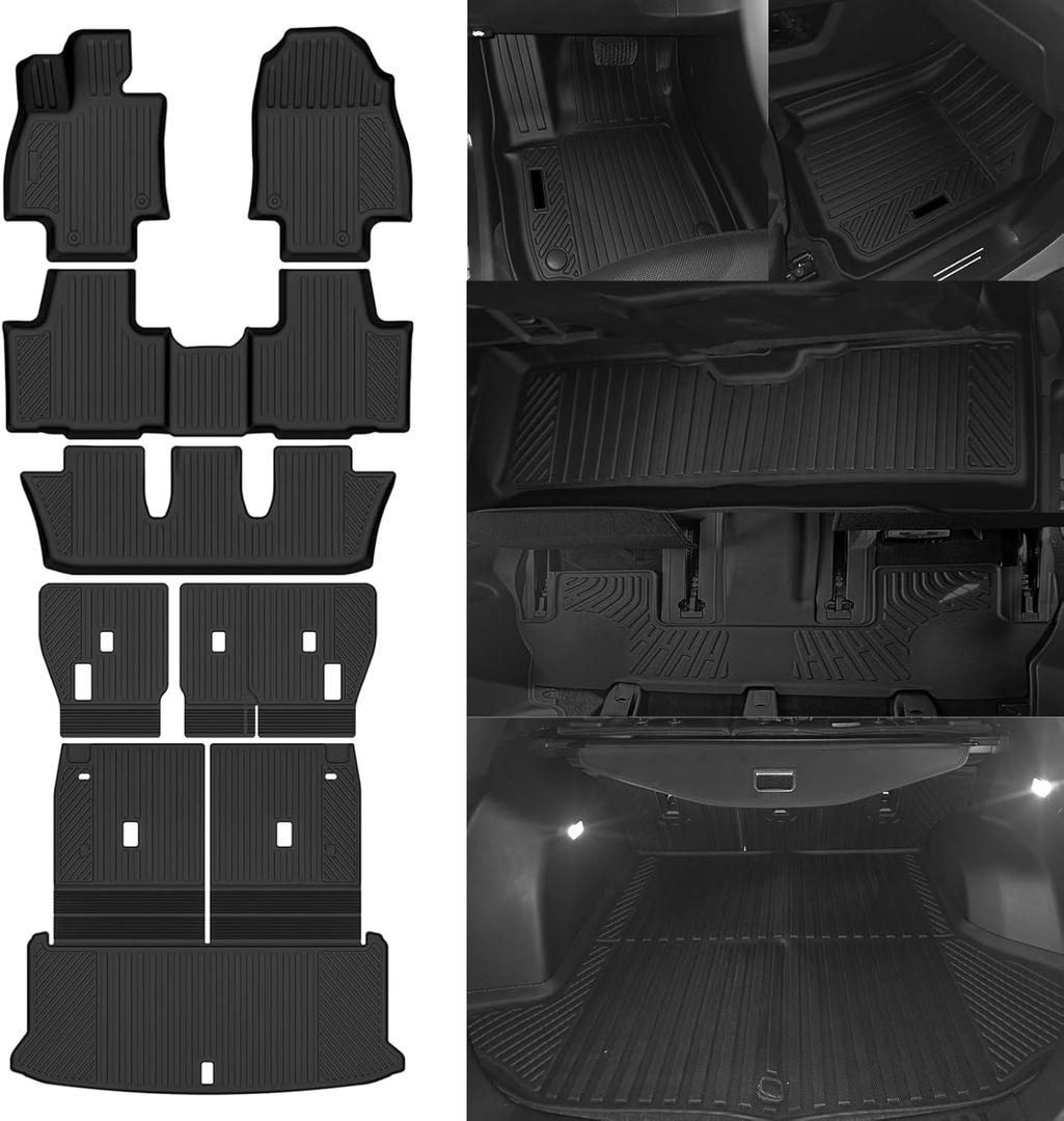 Floor Mats Fit for 2024 2025 Lexus TX TX350 TX550H+ 7 Seats 2nd Row Bench Chairs Floor Mats & Trunk Mat with Backrest Mats and 2nd Backrest Mats Replacement for Lexus TX Accessories