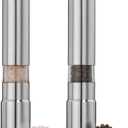 Salt and Pepper Grinder Set of 2, Stainless Steel Push Button Grinder Modern Design Thumb Grinder, for Black Pepper, Sea Salt and Himalayan Salt, Spice and Salt