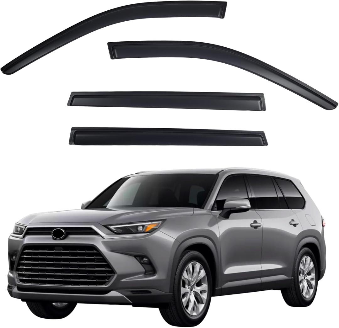 Window Visors Rain Guards fits 2024-2026 Toyota Grand Highlander, Out-Channel Window Wind Deflectors Vent Shades Accessories, Dark Smoke 4 Pcs, 2025