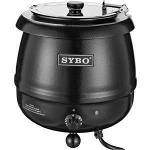 SYBO SB6000 Commercial Grade Soup Kettle with Hinged Lid and Detachable Stainless Steel Insert Pot for Restaurant and Big Family, 10.5 Quarts, Black