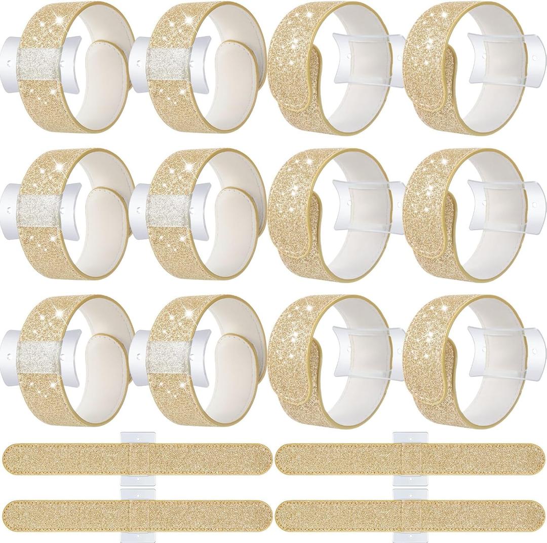 12 Pieces Slaplet Wristlets Wrist Corsage Bracelets Corsage Wristlet Band Floral Slaplets Wedding Bracelets DIY Wrist Corsages Accessories for Bridesmaid Bridal Shower Party Prom(Gold)