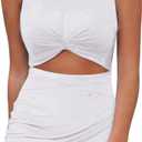 Acelitt Summer Dresses for Women 2025 Cut Out Twist Front Ruched Wrap Bodycon Sleeveless Party Club Mini Dress Beach Sundress (Small)