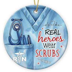 3 x Rn Nurse Christmas Ornament 2025 - Appreciation Registered Nurse Gifts for Women, Scrub Ornament Christmas Tree Decorations, Thank You Gift for Nurses Week, Nurses Graduation Gift for Student Preceptor