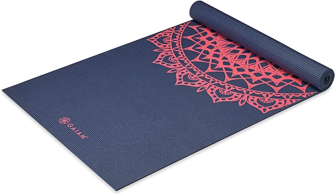Gaiam Print Yoga Mat, Non Slip Exercise & Fitness Mat for All Types of Yoga, Pilates & Floor Exercises (Pink Marrakesh)