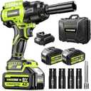 Cordless Impact Wrench 738ft-lbs (1000N.m), High Torque Brushless 1/2 Impact Gun, 2 x4.0Ah Battery 21V Max, Fast Charger, 4 Sockets, Impact Wrench for Home Car Tires Truck Mover