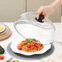 High Borosilicate Glass Microwave Splatter Cover for Food with Silicone Mat, Plate Guard Lid with Vent Hole