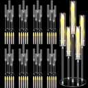 5 Arm Acrylic Clear Candelabra Centerpieces for Tables Candle Candelabra Candlesticks Holders with LED Candles and Shade for Wedding Party Fireplace Decoration(8 Sets)