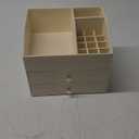 Vlando Makeup Organizer for Vanity,Large Capacity Countertop Organizer with Drawers, PU Leather Cosmetic Display Case for Lipstick,Brushes,Skincare,Bedroom Storage (Beige) (3 layers-Beige)