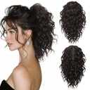 12 Inch Dark Brown Ponytail Extension - Soft Curly Pony Tails Hair Extensions, Claw Clip Ponytail Extension, Short Synthetic Hair Pieces for Women (Color: Dark Brown)