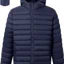 Polu Men's Puffer Jacket with Hood Warm Lightweight Hooded Winter Coat Puffer Jacket for Men Work Outdoor Hiking (Gray, L)