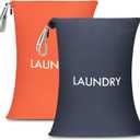 WiseBoy 2 Pack Travel Laundry Bags for Dirty Clothes, Water-Resistant Nylon Wet Dry Bag with Zipper, Odor-Proof Washable Pouch for Gym, Swimming, College Dorm & Suitcase Organization