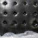 Black Large Square Leather Storage Ottoman with Nailhead Trim