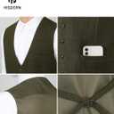 HISDERN Men's Suit Vest Plaid Dress Vest for Men Slim Fit Formal Business Waistcoat Tuxedo V-Neck Solid Vest for Wedding (Medium)