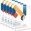 Relx 6 Pack Acrylic Sign Holder 8.5 x 11, Vertical T Shape Plastic Sign Holder with Base, Double-Sided Clear Tabletop Plexiglass Flyer Stands for Restaurant Office Store Home Picture Frame Display