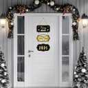 YUNKKIN Happy New Year Sign 2026 Black Gold New Years Wreath Door Sign Wooden Front Door Decorations Hanging Decor for Porch Wall Indoor Home Decor