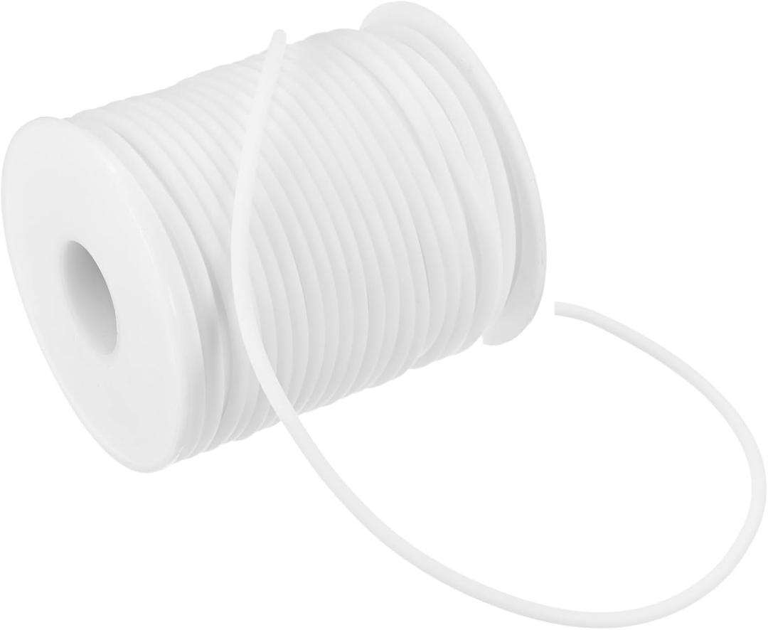 Hollow Pipe Tubing Rubber Cord, 27.3 Yards 3mm Stretchy String with 1.5mm Hole Elastic Strings Barber Cords for Jewelry Making/DIY Crafts/Necklaces/Bracelets [White]
