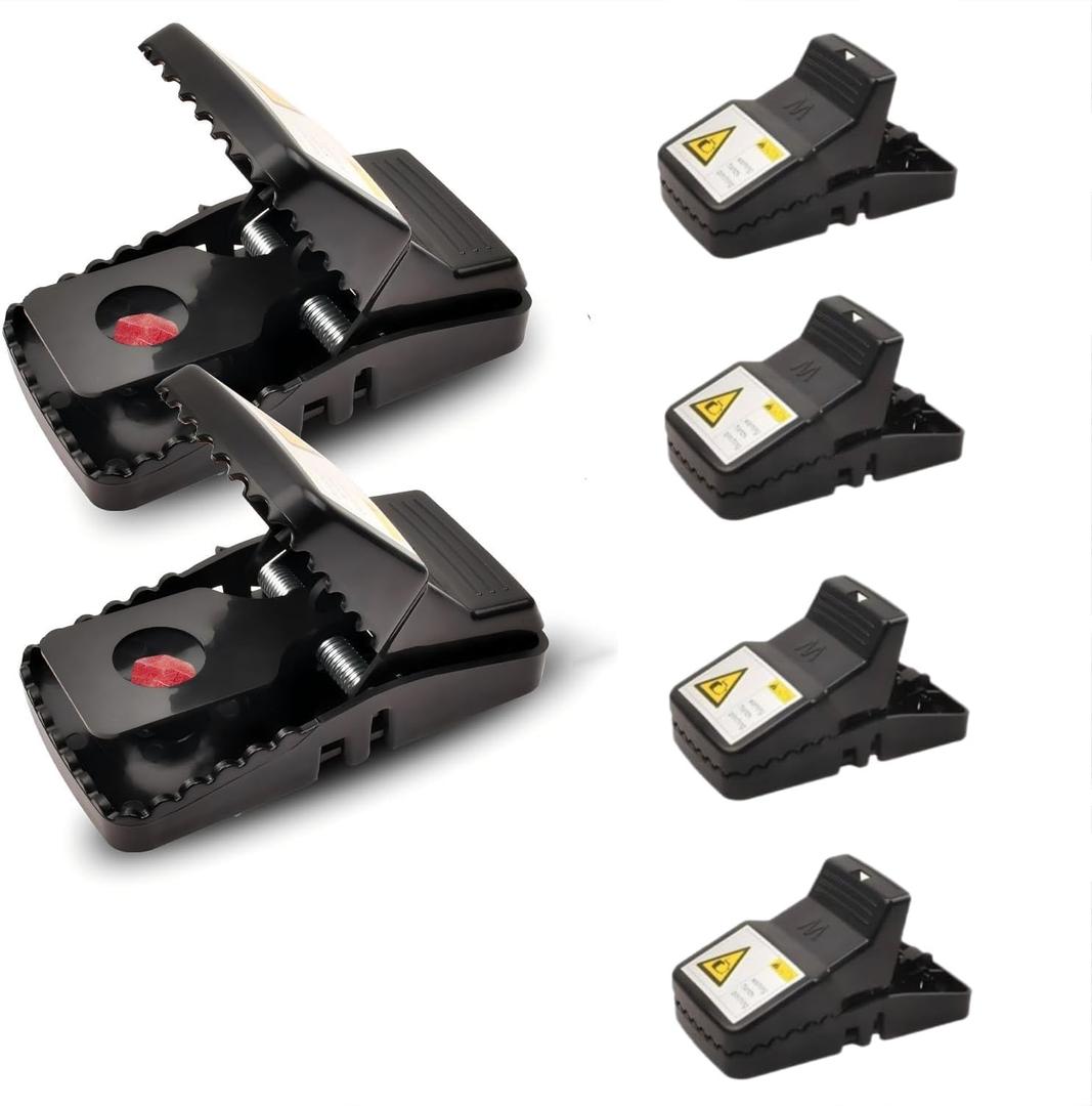 Rat Trap 6-Pack, Large Mouse Traps for Indoor and Outdoor Use, Reusable Mouse Trap, Fast, Hygienic, Unplugged, Used to Catch Mice, Squirrels, Rodents, for Home, Yard and Barns