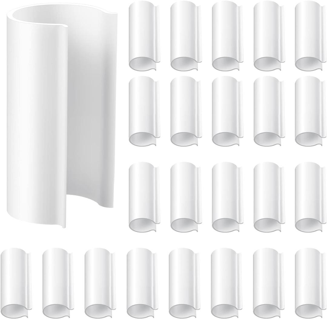 Jetec 32 Pcs PVC Pipe Clips Pool Cover Clamps for Above Ground Pool Greenhouses, Row Covers, Garden, Shelters, Bird Protection, 2.4 Inch Long(for 1 Inch PVC Pipe,White)