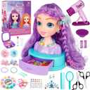 4-in-1 Doll Head for Hair Styling Kids-9Inch,Hair Salon Toys Makeup Kit Princess Accessories Pretend Play Toys Birthday Gifts for 3-8 Year Old Girls