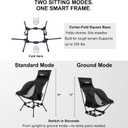 Wildhiker Compact High Back Camping Chair - Foldable with Dual Sitting Modes, Pillow, Arm Pads and Side Pockets - Lightweight Portable Chair for Motorcycle, RV, Festival, Travel - Black