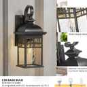 Outdoor Wall Lamps Exterior Lighting Fixtures 22 Inch Height Porch Light with Water Ripple Glass E26 Socket, Black