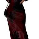 MARZXIN Women Long Sleeve Maxi Dress Bodycon Ruched Formal Slim Fit Tie Dye Dress Formal Mesh Dress (Red, M)