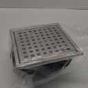 Brushed Nickel Shower Drain 6 inch Square Grille Cover kit with Flange 304 Stainless Steel