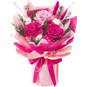 Preserved Flowers Bouquet, Forever Flowers for Delivery, Mothers Day Long-Lasting Real Roses Bouquet, Anniversary Birthday Flowers Gifts for Mom Grandma Women Wife Her (Hot Pink)