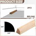 DoubleFill 2 Pack Red Oak Quarter Round Molding Trim 47'' × 3/4" × 3/4" Unfinished Solid Hardwood Quarter Round Moldings for Floors, Baseboards, Cabinets, DIY Projects
