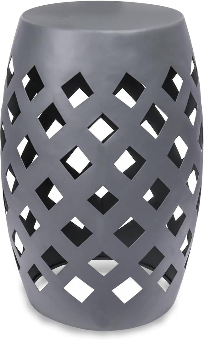 Vipush Outdoor Lace Cut Iron Side Table, Patio Garden Stool Coffee End Table Nightstand for Small Spaces, Living Room, Front Porch, Poolside, Gray (Grey)
