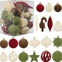 50 Pcs Velvet Christmas Ornaments Balls Set, Multi Size Color Hanging Balls for Xmas Tree Decorations Wreath Garland Wedding Holiday Party Office Home Decor