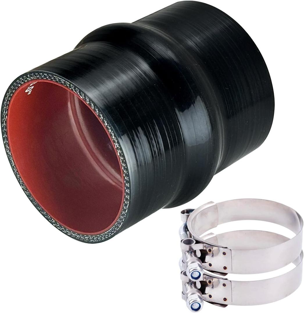 3.0" ID Silicone Hump Hose Coupler with 2 Tension Heavy-Duty Clamp,High Temp 4-Ply Reinforced 5MM Wall 4.0" Length (Qty 1) For Pipes Connecting