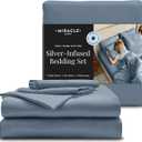 Miracle Made Breathable Cotton Bed Sheets, 4-Piece Set Silver-Treated, Soft and Cool-to-the-Touch Lightweight Bedding Designed for Hot Sleepers Queen Size, Slate Blue