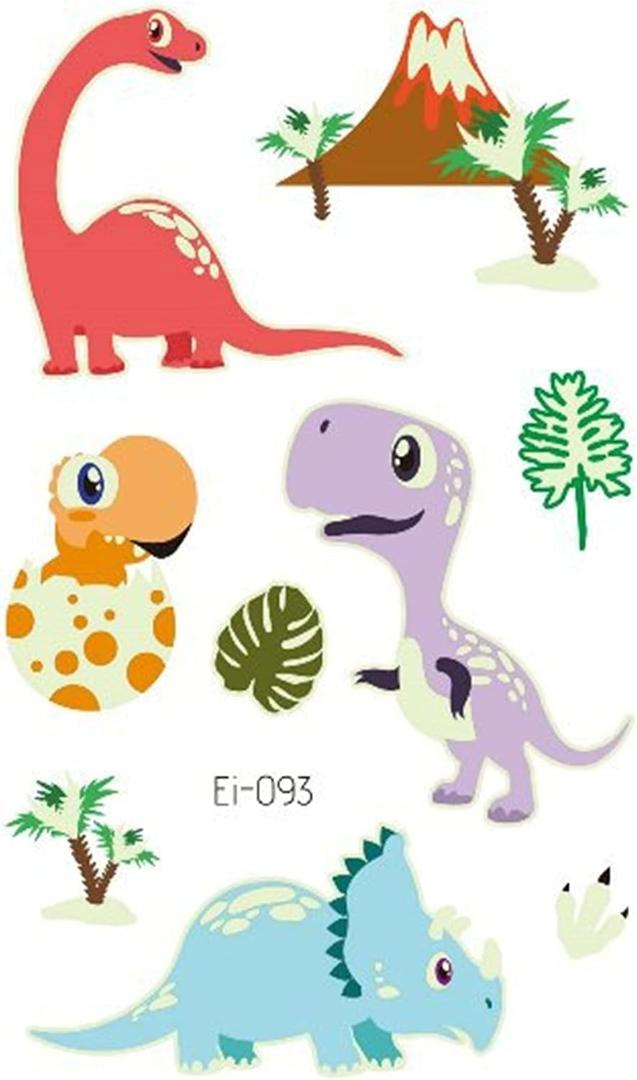 PSWK Bright Dinosaur Kids Tattoo Stickers Cartoon Fun Glowing Stickers Face Arm Legs On Face Arm Legs (Color : Ei 093)