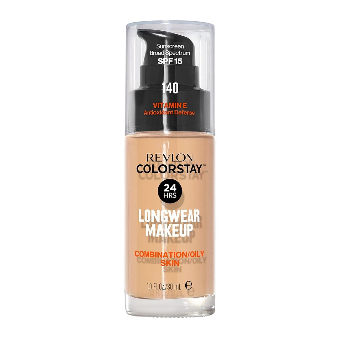 Revlon Liquid Foundation, ColorStay Face Makeup for Combination & Oily Skin, SPF 15, Medium-Full Coverage with Matte Finish, 140 Oatmeal, 1 Fl Oz