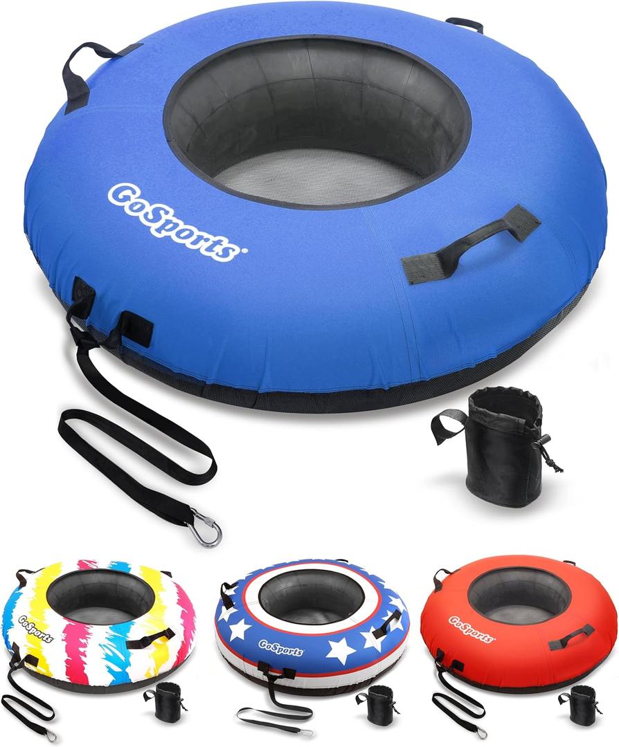 GoSports 44 Inch Heavy-Duty River Tube with Premium Canvas Cover - Choose Your Style - Commercial Grade River Tube, Blue
