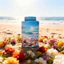 Large Cremation Urn for Adult Female Male Ashes, Decorative Funeral Blue Keepsake Memorial Urns for Human Women Man Dad Mom Remains with Velvet Bag(Ocean Heaven)