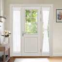 MIULEE Set of 2 72 Inches Length Door Curtains with Linen Texture for Sidelight Semi-Sheer Window Voile Panels 2 Panels Width in 25 Inches White