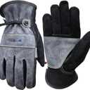 WZQH Leather Work Gloves for Men or Women, Large Glove for Gardening, Tig/Mig Welding, Construction, Chainsaw, Farm, Ranch, etc. Cowhide, Cotton Lined, Utility, Firm Grip, Durable. Grey-Black L