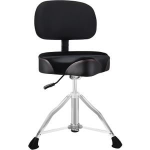 TENTOTEN Drum Throne with Backrest Drum Chair, Portable Removable Drum Throne Seat Motorcycle Style Hydraulic Drum Stool for Adults with Adjustable Backrest & Memory Foam (Black Velvet)