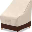 Vailge High Back Patio Chair Cover,Waterproof Outdoor Chair Covers,600D Heavy Duty Dining Cahir High-Back Chair Lawn Patio Furniture Cover - 35 L x 28W x 35" H , Beige & Brown (1 Pack)