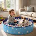 47in Large Dog Ball Pit Foldable Pet Playpen Ball Pool for Dogs, Puppies and Cats, Indoor Outdoor Playpen (Balls Not Included) (Blue)