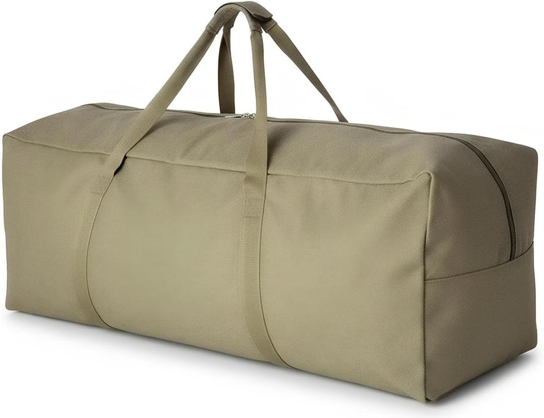 DoYiKe Extra Large Canvas Travel Duffle Bag Heavy Duty, Sports Travel Military Camping Tent Storage (Army green Top-opening)