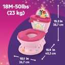 Bright Starts Disney Junior Princess My Size Potty Training Toilet, Toddler Potty Chair with Flushing & Cheering Sounds, Removable Seat with Splash Guard & Handles, Ages 18+ Months, Up to 50 lbs