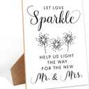 Wedding Sparklers Send Off Sign, Let Love Sparkle Tags for Bridal Shower, 8 x 11" Wooden Minimalist Table Decor, Wedding Reception Signs for Anniversary, Engagement